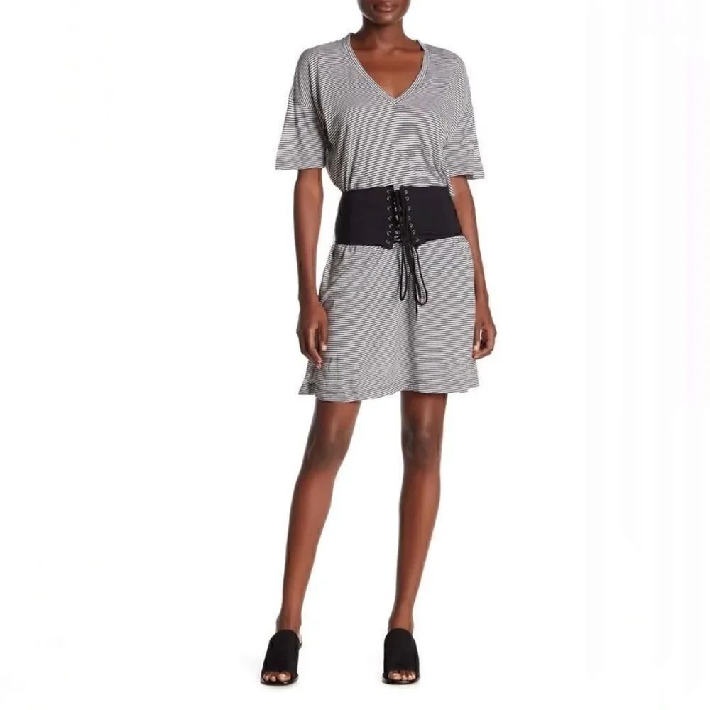Nwt David Lerner striped corset T-shirt dress sz m